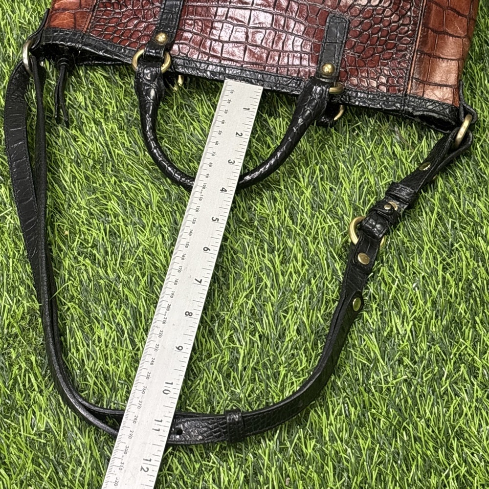 Brahmin Pecan Melbourne Leather Satchel Brown Black Croc Embossed Crossbody - Picture 12 of 12